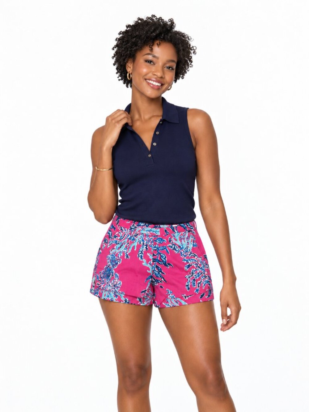 Lilly Pulitzer Adie Shorts Capri Pink Samba Print Size 0 Preppy Resort Summer
